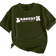 Camiseta Brooklin Old School Casual Blogueirinha Ombro Caido