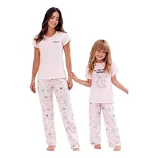 Pijama Mama E Hija Gato Alumbra Oscuridad Niña Multiusox2und