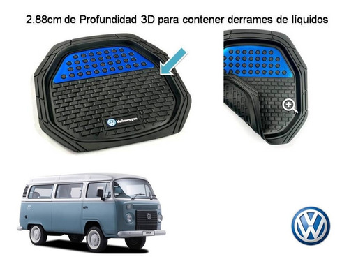 Tapetes 4pz Charola 3d Logo Vw Combi 1973 A 2001 Foto 5