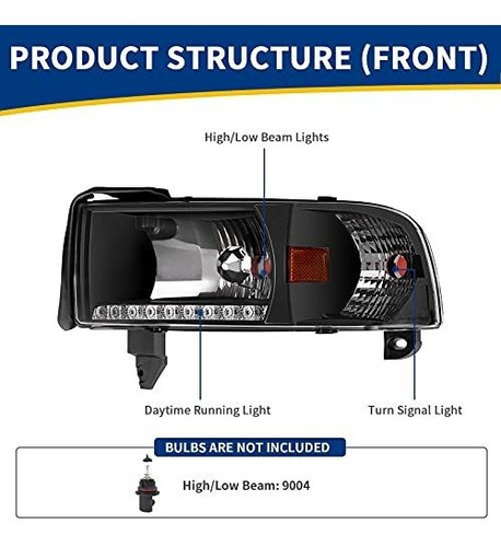 Conjunto Del Faro Para 94-01 Dodge Ram 1500 /94-02 Dodge R Foto 2