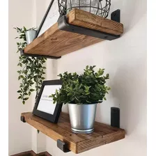 2 Prateleira Reta Industrial Mão Francesa Decoração Pinus