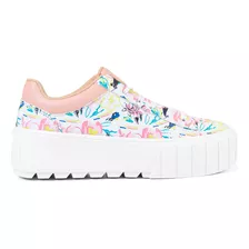 Tenis Dama Ozono Casual Con Agujeta Multicolor Textil 63480