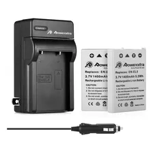Cargador +2 Baterías + Cable Auto En-el5 Powerextra