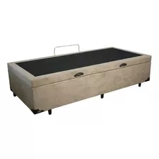 Cama Box Baú Solteiro 88x188 Com Blindagem Cor Suede Bege