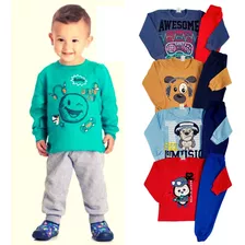 Kit 4 Peças Moletom Infantil Menino Masculino Outono Inverno