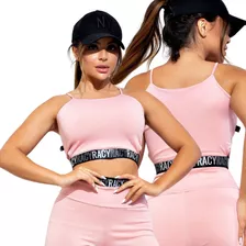 Cropped Fitness Feminino Para Treinar Com Detalhe Elasitico