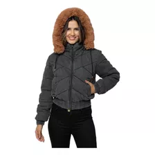 Jaqueta Puffer Inverno/outono Feminina Estilo Jeans