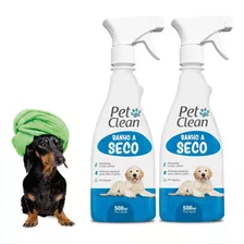 Kit 2 Banho A Seco Cães Gatos 500ml Líquido Spray Hidrata