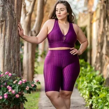 Bermuda Plus Size 3d De Ginástica Feminina Modeladora Cirrê