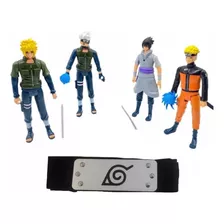 Kit 4 Bonecos Led Naruto Articulado + Brinde Kunai Shuriken