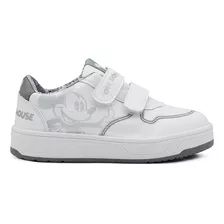 Tenis Escolar Blanco Para Niño Mickey Mouse Doble Velcro