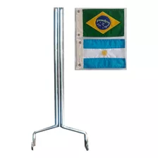 Par Haste Bandeira Moto Custom 2 Bandeira Brasil / Argentina