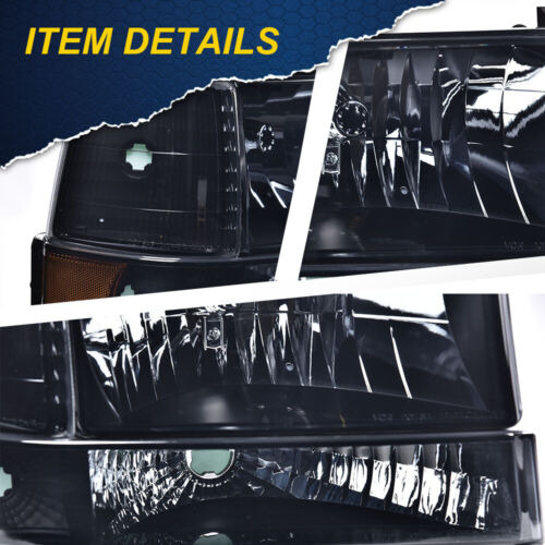 Black Headlights+bumper+corner Lamps Fit For 92-96 Ford  Oad Foto 7