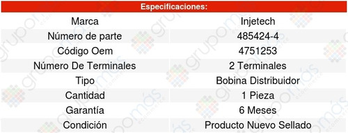 Bobina Encendido Medallion 4cil 2.2l 88/89 Injetech 8198291 Foto 4