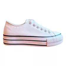 Zapatilla Urbana Blanca Ecocuero Con Lineas