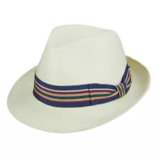 Scala Toyo Fedora Para Hombre Con Cinta A Rayas, Marfil, Gra