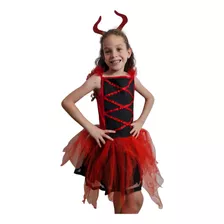 Fantasia Infantil Para Festas Halloween Diabinha Bruxa 