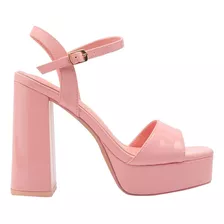 Zapatillas De Charol Rosa Claro Plataforma Alta Tacón 12cm