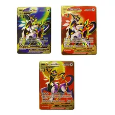 3x Cards Legend Arceus Vmax - Carta Pokemon De Metal Ouro
