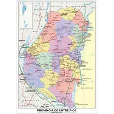 Mapa Provincia De Entre Rios Lona 65cm X 90cm Politico