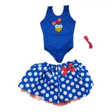 Fantasia Body E Saia Azul De Bolinha Infantil