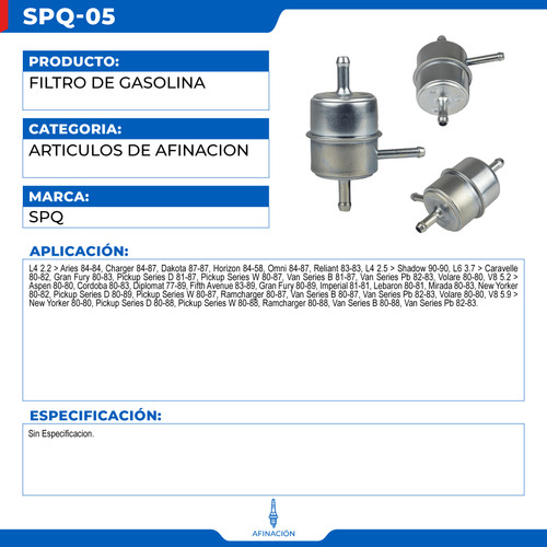 Filtro De Gasolina Dodge W150 1980-1987 L6 3.7 Foto 5