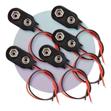 Pack 5 Piezas Cable 15cm Con Broche Para Pila 9v 9 Volts Voltios Conector Bateria Pp3 Dc