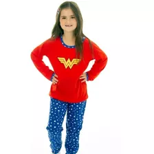 Pijama Coração Xadrez Infantil Longo Fechado Feminin Inverno