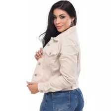 Jaqueta Color Jeans Feminina Linha Da Cintura Com Elastano