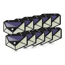  10 Refletores Com Placa Solar Sensor Automático 100leds 