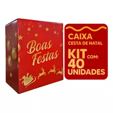 Caixa Cesta De Natal Boas Festas 26,5x16x32cm 40 Unidades