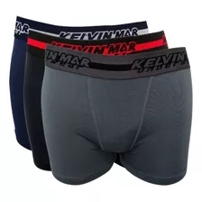 3 Cuecas Lisa Boxer Masculina Básica Adulto Perninha Short