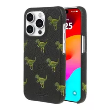 Funda Cuero Sintetico Para iPhone 14 Pro Diseño Dinosaurios