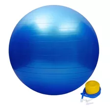 Bola Suiça 65cm Fitness Yoga Pilates Funcional Com Inflador Cor Azul