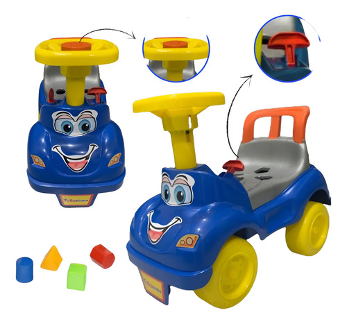 Triciclo Motoquinha Brinquedo Para Bebê Azul E Amarelo  Azul