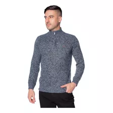 Suéter Masculino Dixie Tricot Mesclado Gola Com Zíper Preto