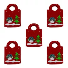 Kit Com 5 Sacolas Natalinas Embalagem Decorada Coruja 21cm