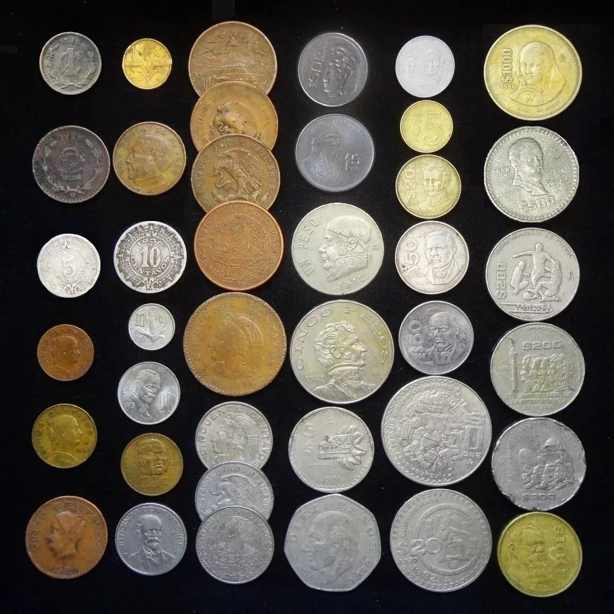 Lote De 50 Monedas Mexicanas Diferentes Incluye Variedades