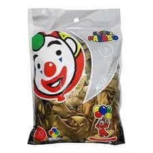 Globo Latex Decorator Metalico N° 9 Payaso Bolsa/100pz Color Dorado