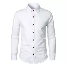 Camisas De Algodón De Lino Para Hombre, De Manga Larga