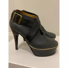 Zapatos Taco Fino Negro Mujer Dama Botas