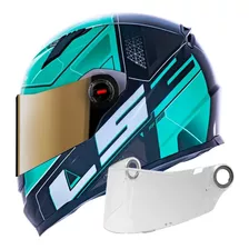 Capacete Ls2 Ff358 Ultra Preto/verde + Viseira Espelhada