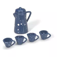 Miniatura - Cafetera Con Tazas - Azul - 7/8 Pulgadas - 1 Ju.