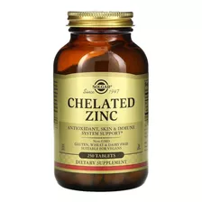 Solgar Chelated Zinc Quelatado 22mg 250tabs Sabor Neutro