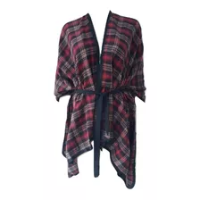 Cardigan Feminino Longo Kimono Para Inverno Plus Xadrez