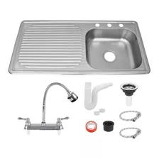 Fregadero Tarja Acero Inox De Empotrar 100x50cm C/kit Flexib