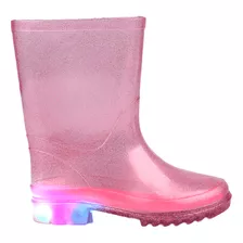 Galocha Boot Infantil Pampili Lulu Led Transparente Rosa