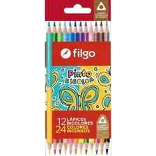 Lapiz Filgo Pinto Bicolor Doble Punta 12 Lapices 24 Colores