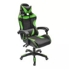 Silla Gamer Ergonómica Giratoria Inclinación Verde Negro Color Verde Con Negro Material Del Tapizado Cuero Sintético