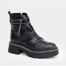 Coturno Bota Euforia Negro En Cuero Legítimo 